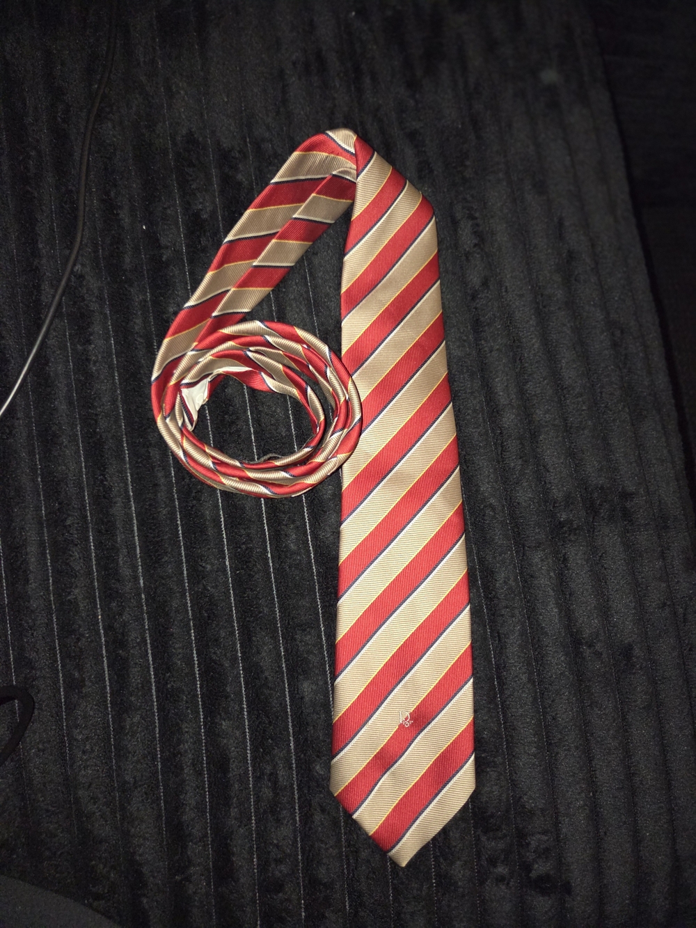 Dior Red and Gold Striped Silk Tie